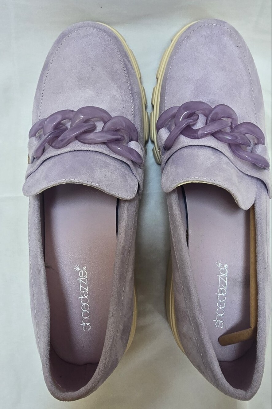 ShoeDazzle Elia Lavender Chunky Chain Loafers Size 11 - Picture 4 of 6